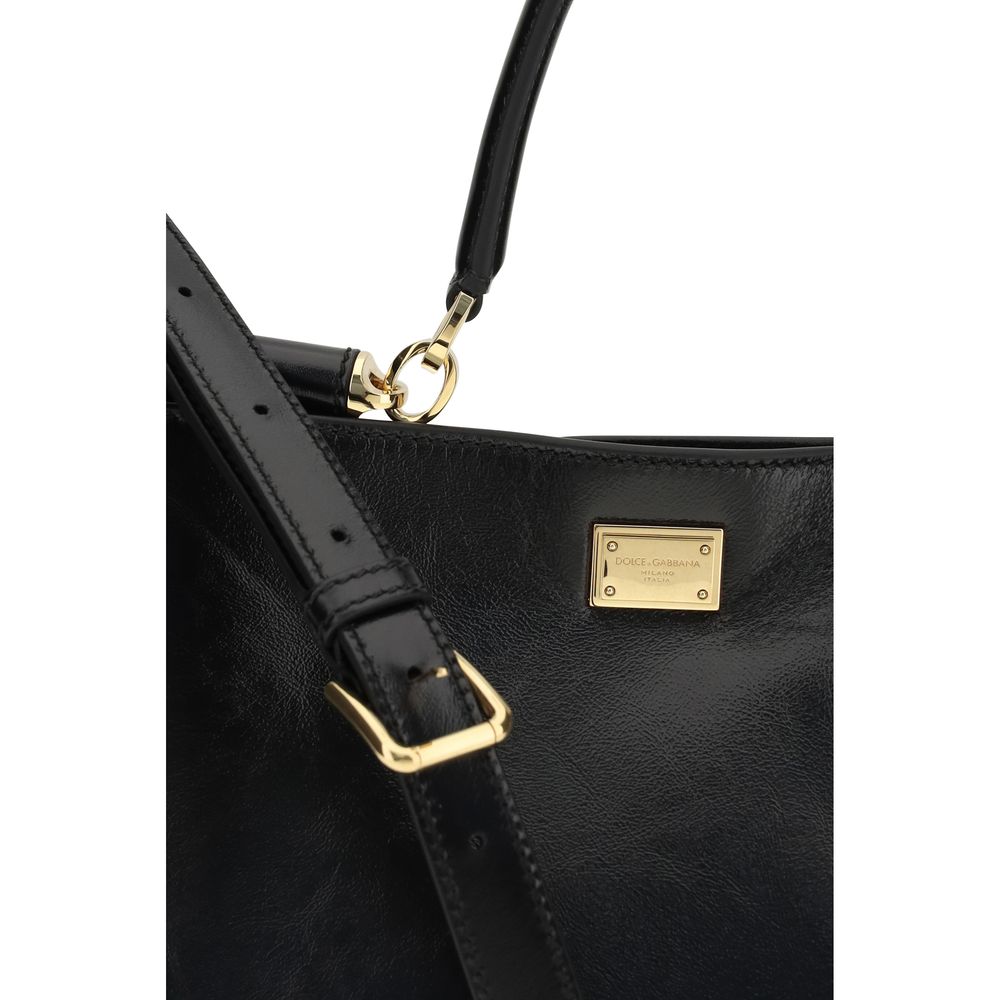 Dolce & Gabbana Black Calf Leather Bos Taurus Handbag