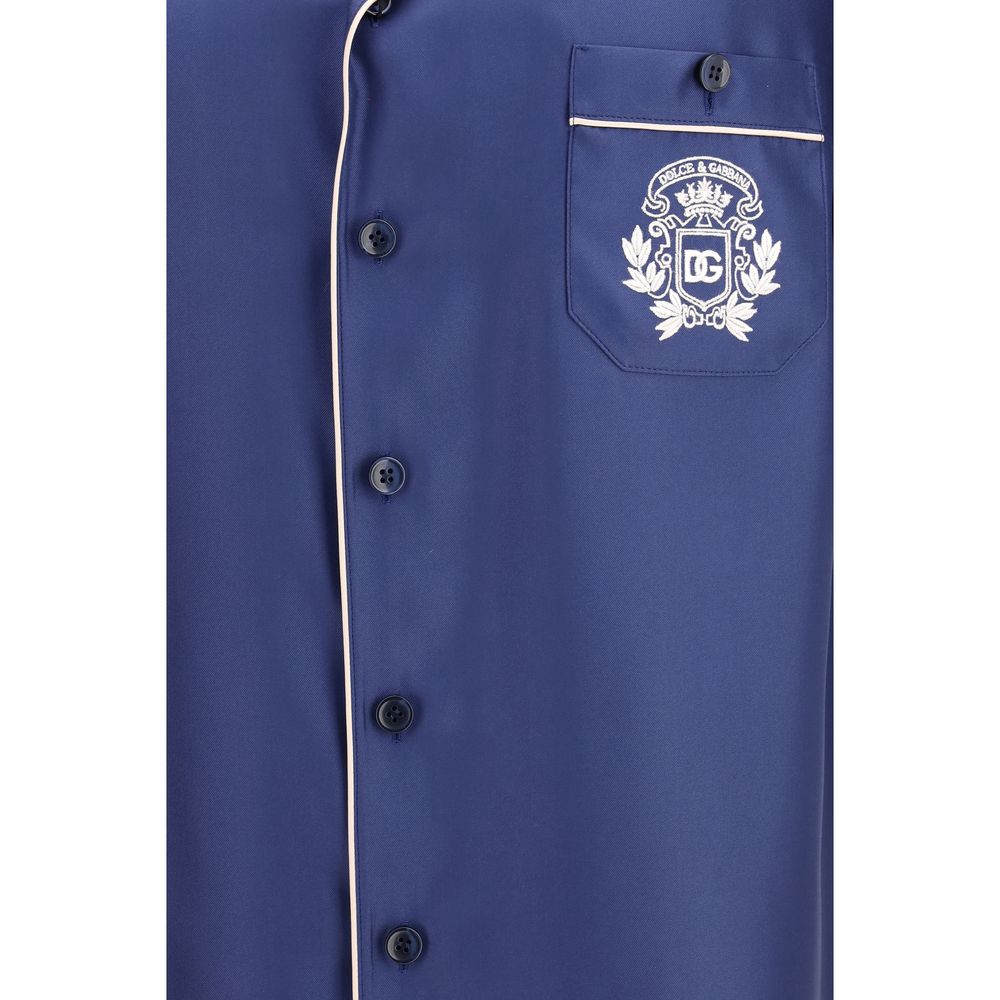 Dolce & Gabbana Blue Silk Shortsleeve Shirt