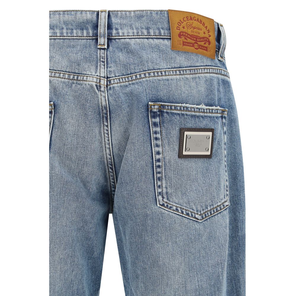 Dolce & Gabbana Blue Cotton Straight-Leg Jeans