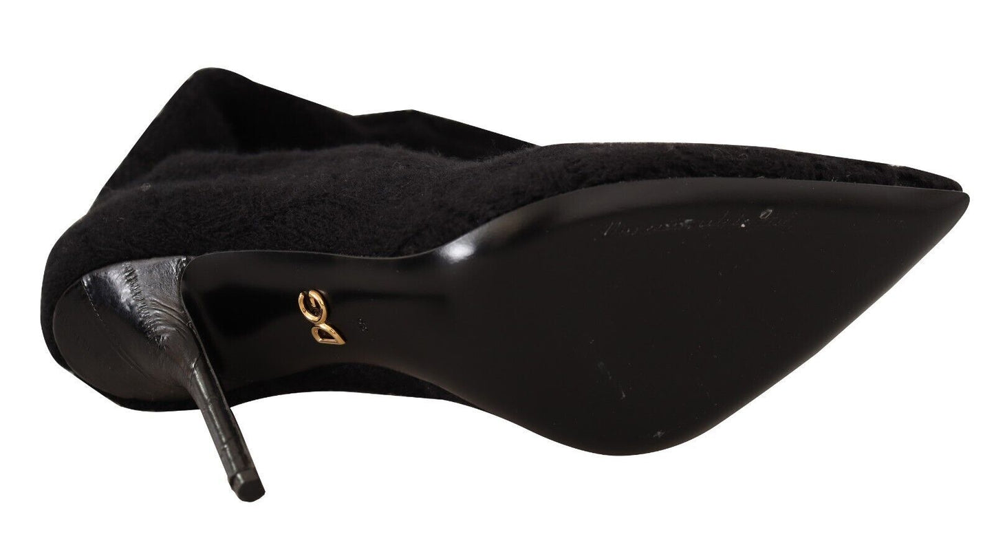 Dolce & Gabbana Svarta Stretchstrumpor Knähöga Stövlar Skor