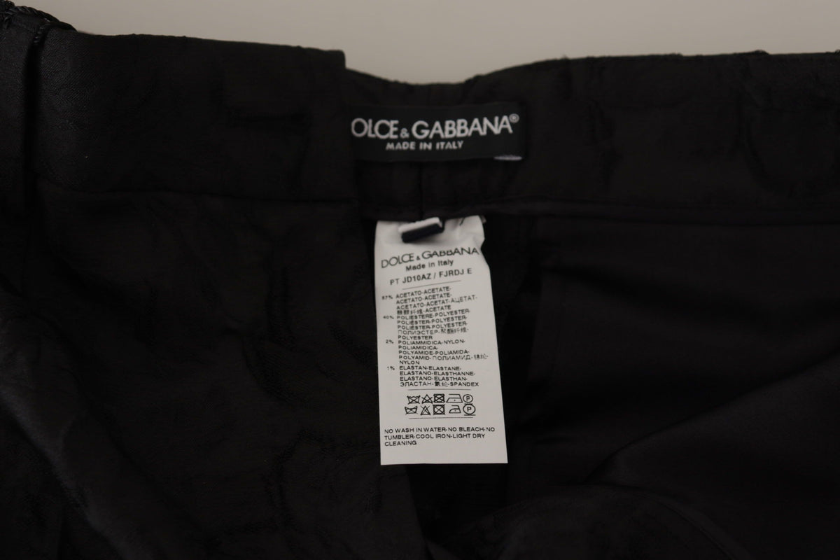 Dolce & Gabbana svarta brokadbyxor med hög midja och kort benlängd