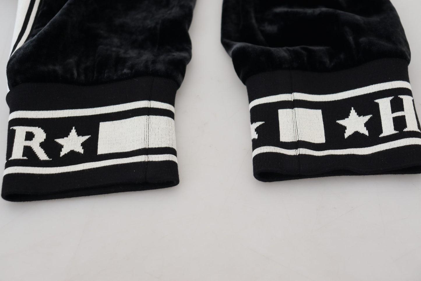 Dolce & Gabbana Svarta DG Logotyp Sammetsbyxor