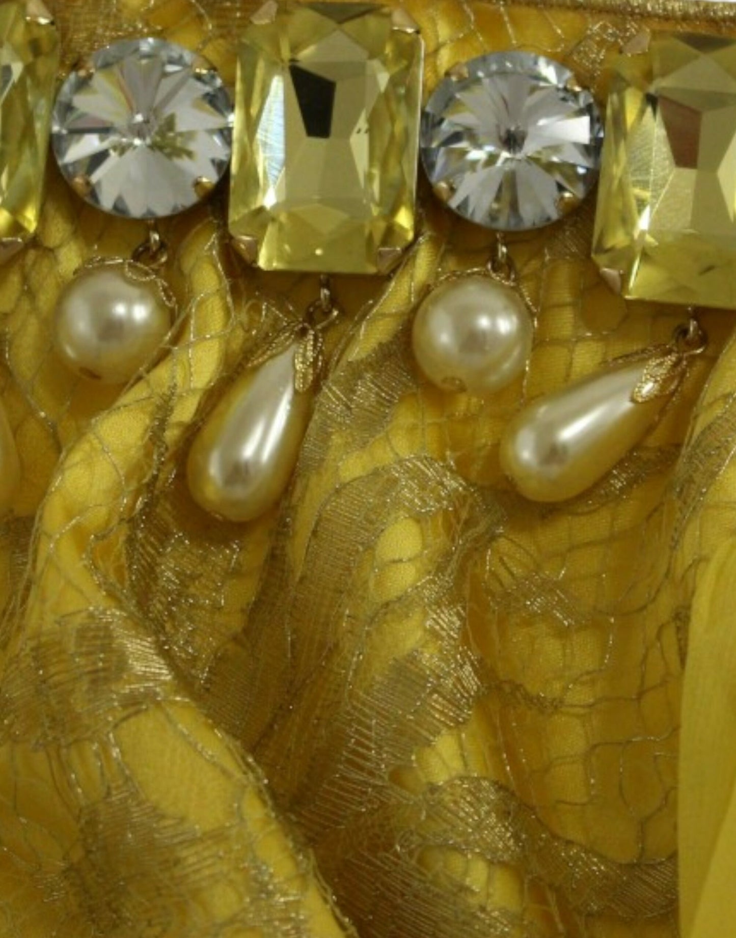 Dolce & Gabbana Gul miniklänning med spetskristaller