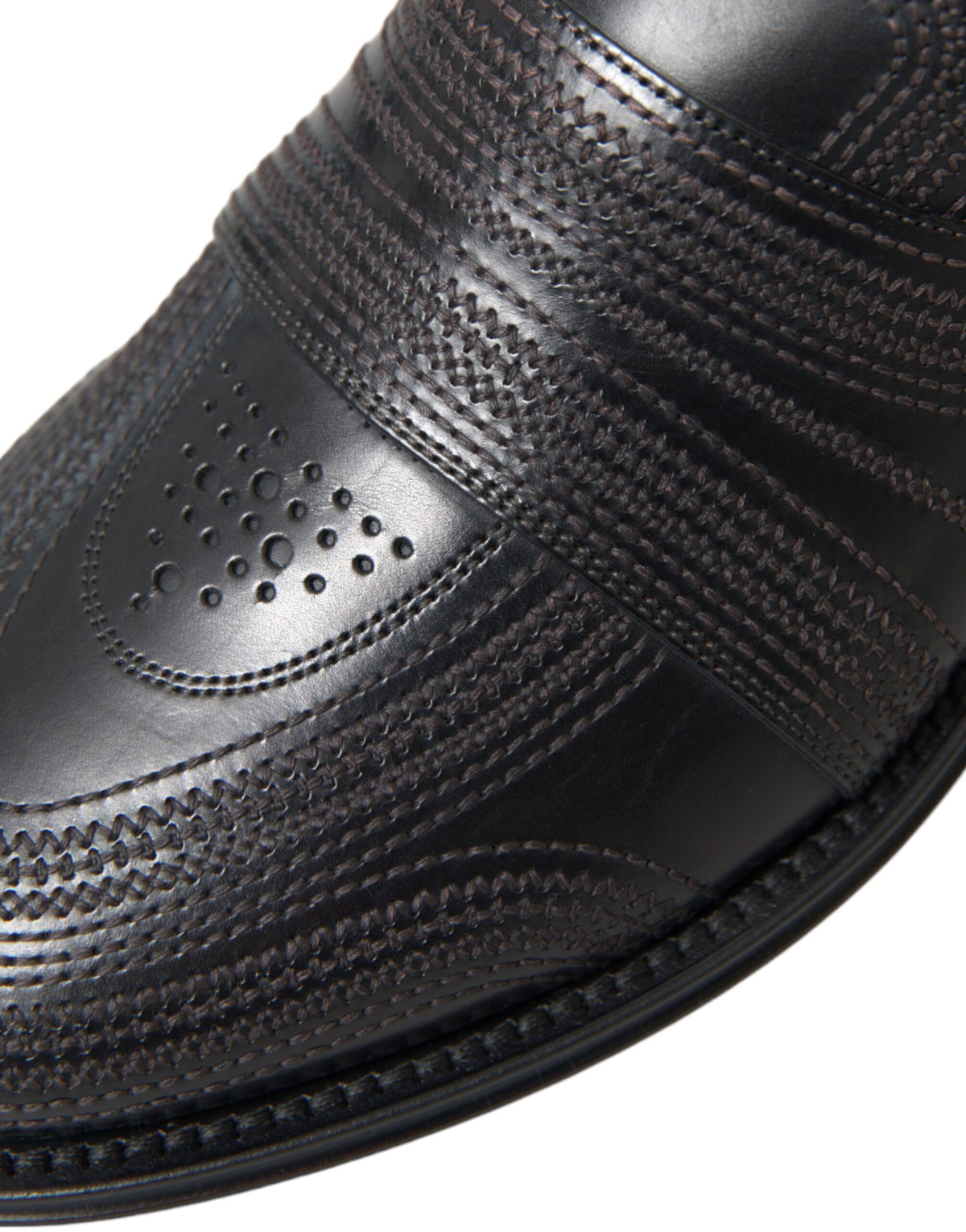 Dolce & Gabbana svarta och bruna loafers i läder för herr