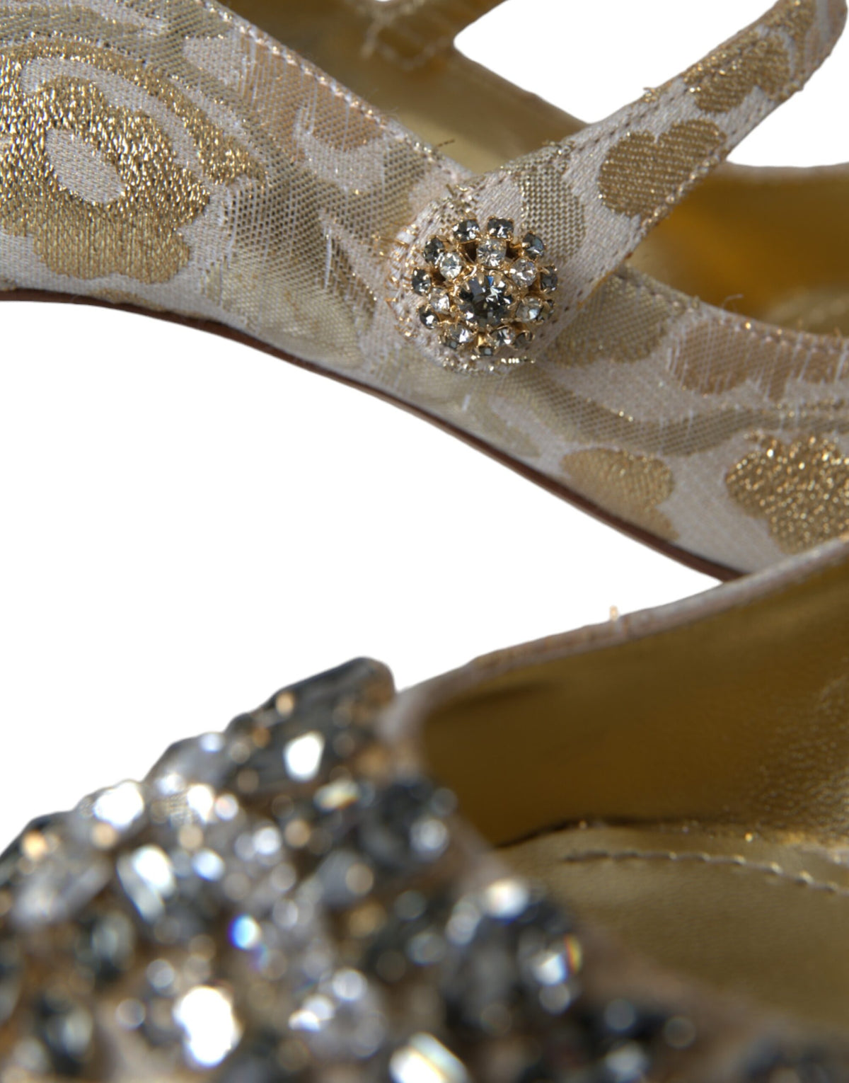 Dolce & Gabbana Gold Jacquard Crystal Mary Jane-pumps
