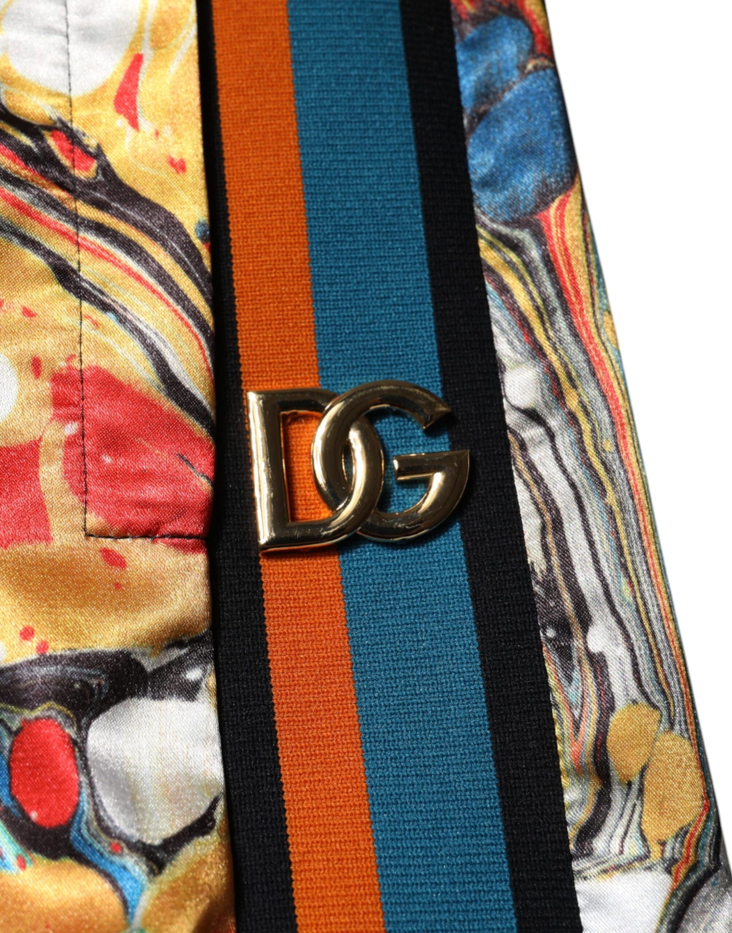 Dolce & Gabbana Flerfärgade Marmor Satin Herr Träningsoverallbyxor