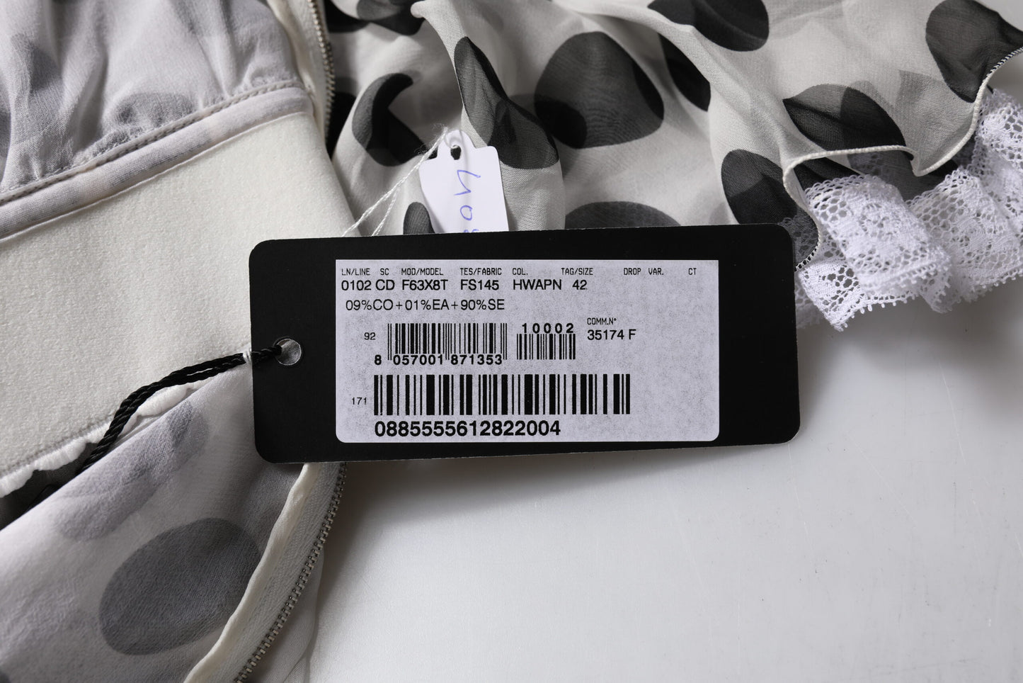 Dolce & Gabbana Vit Prickig Sidenklänning Med A-linjemönster