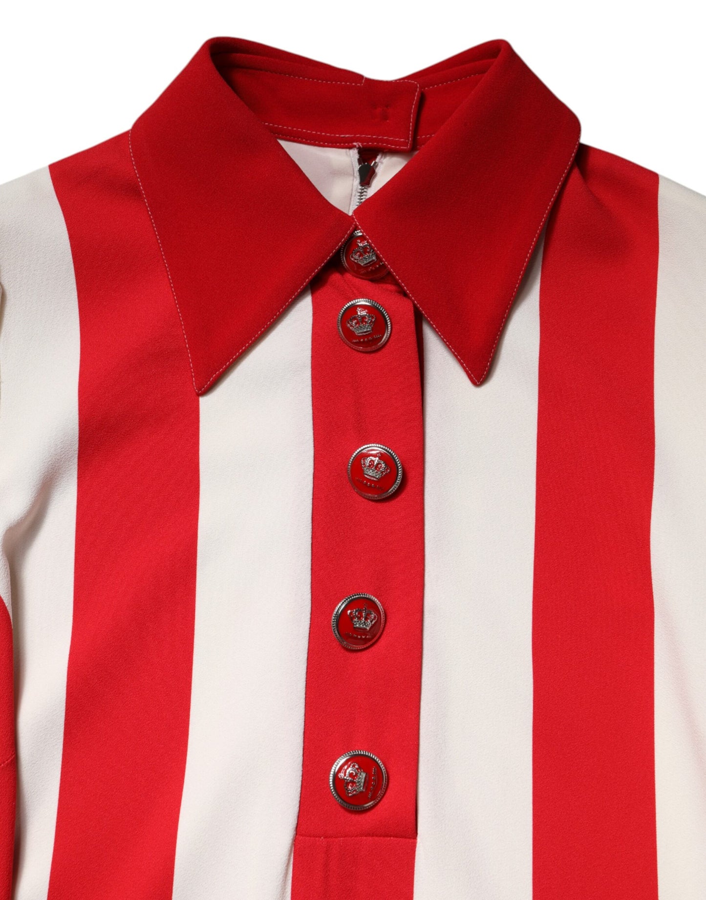 Dolce & Gabbana Vit Röd Randig Långärmad Miniklänning