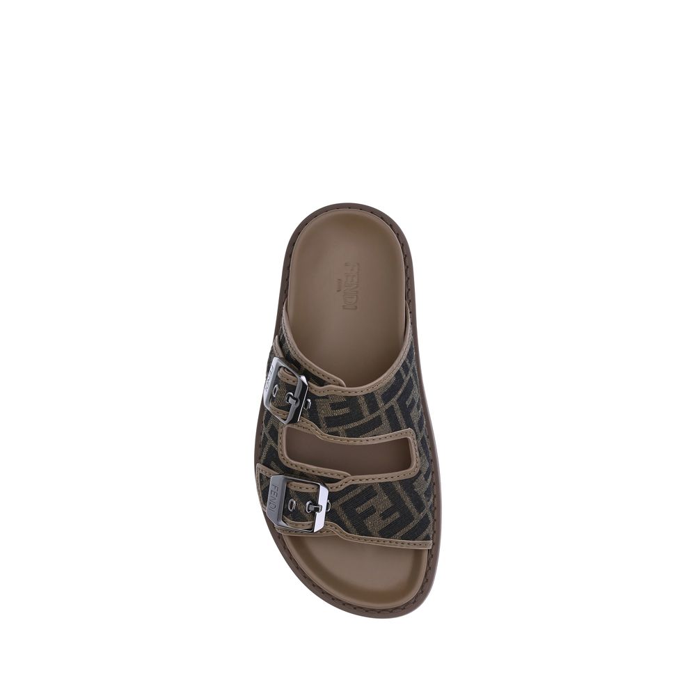 Fendi Brown Calf Leather Bos Taurus Sandals
