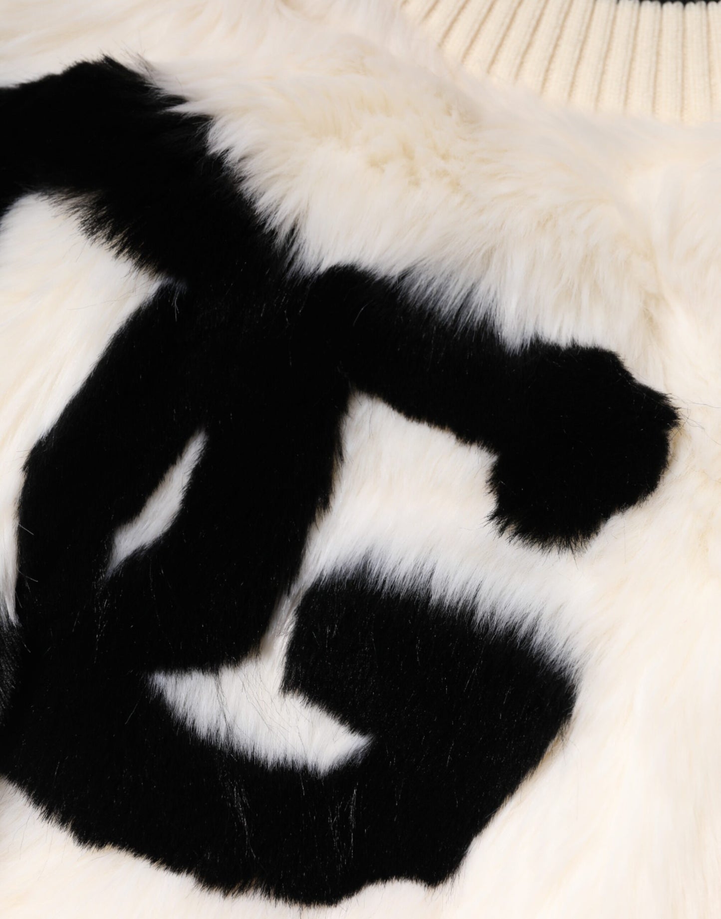 Dolce & Gabbana Vit Beskuren Fuskpäls DG Sweatshirttröja