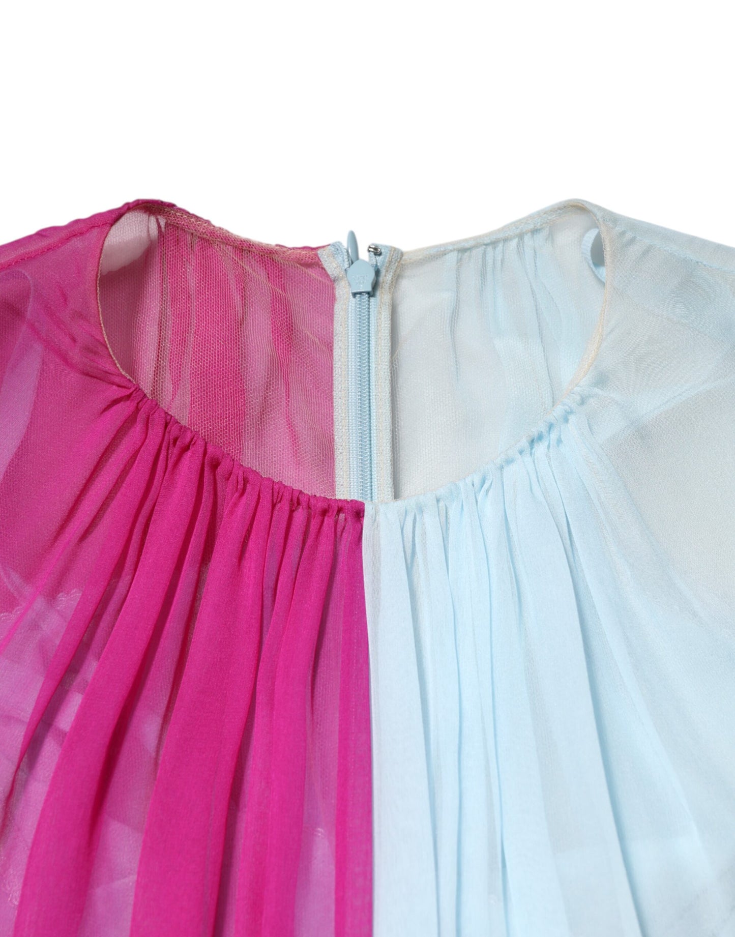 Dolce & Gabbana Fuchsia Ljusblå Sidenklänning i Två Toner