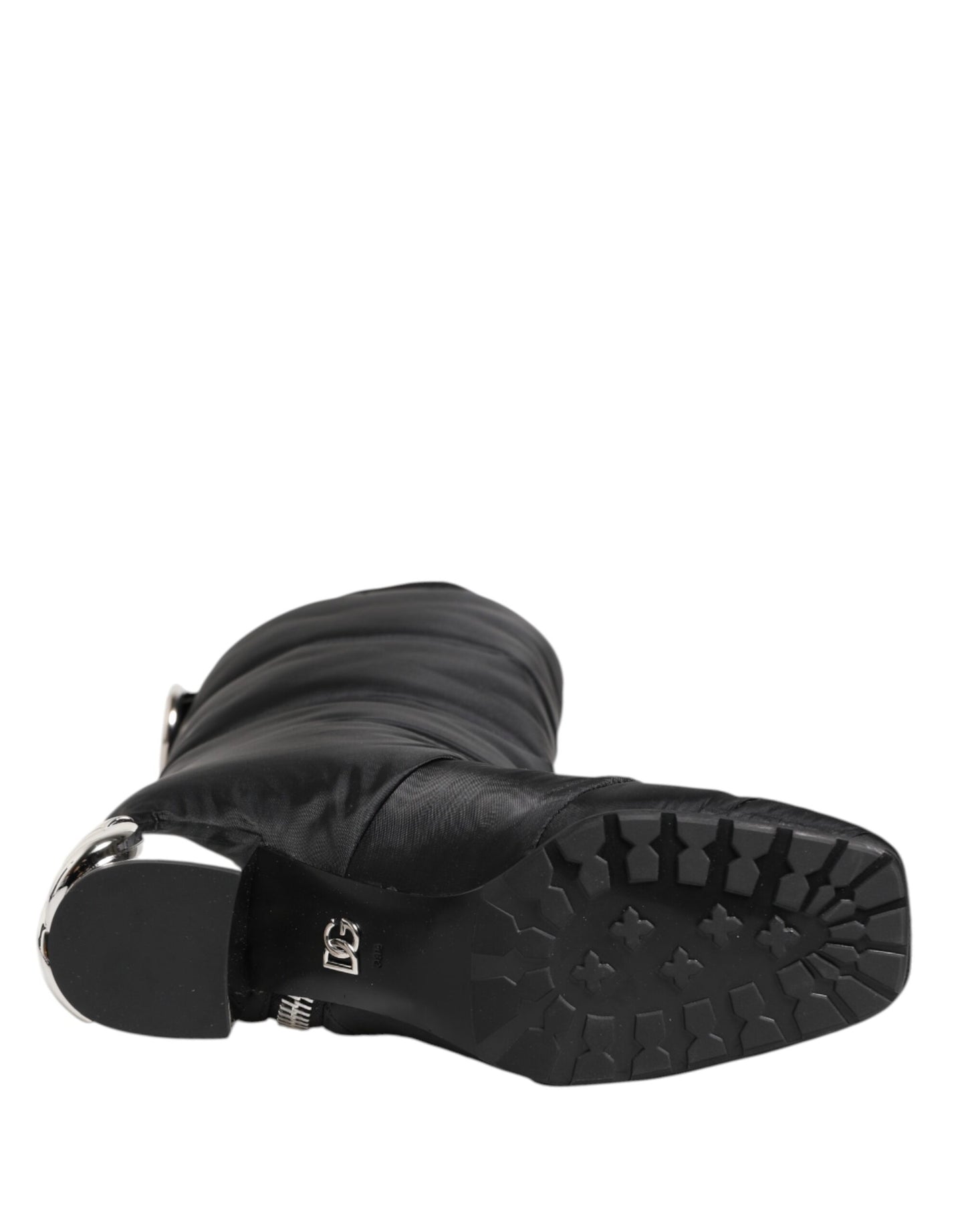 Dolce & Gabbana Svarta Vadderade Stövlar Med Häl Och Logotyp