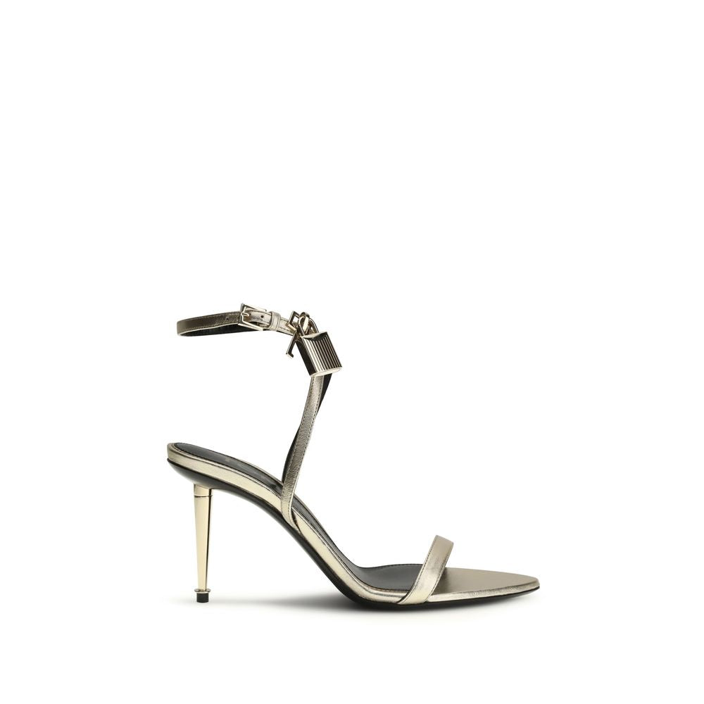 Tom Ford Gold Calf Leather Bos Taurus Stiletto Heel Sandals