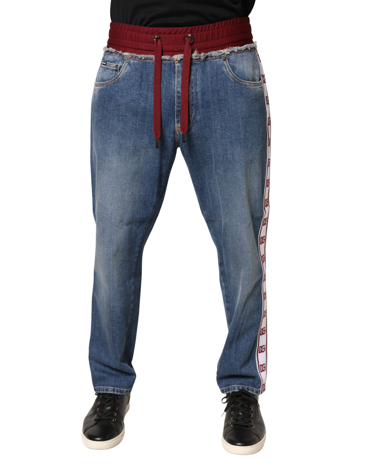 Dolce & Gabbana blå jeans i bomullsdenim med rak passform och dragsko