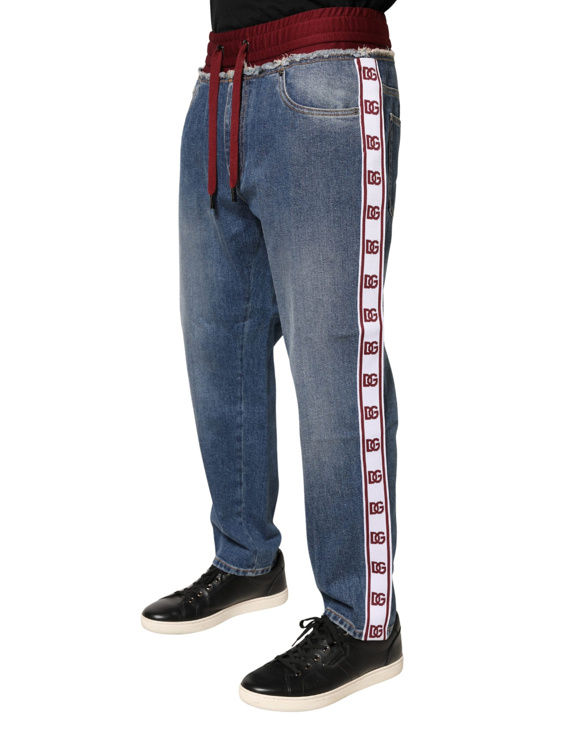 Dolce & Gabbana blå jeans i bomullsdenim med rak passform och dragsko