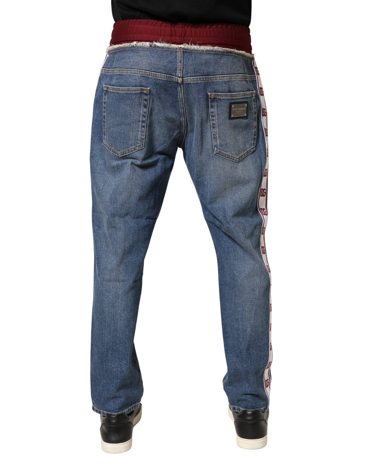 Dolce & Gabbana blå jeans i bomullsdenim med rak passform och dragsko