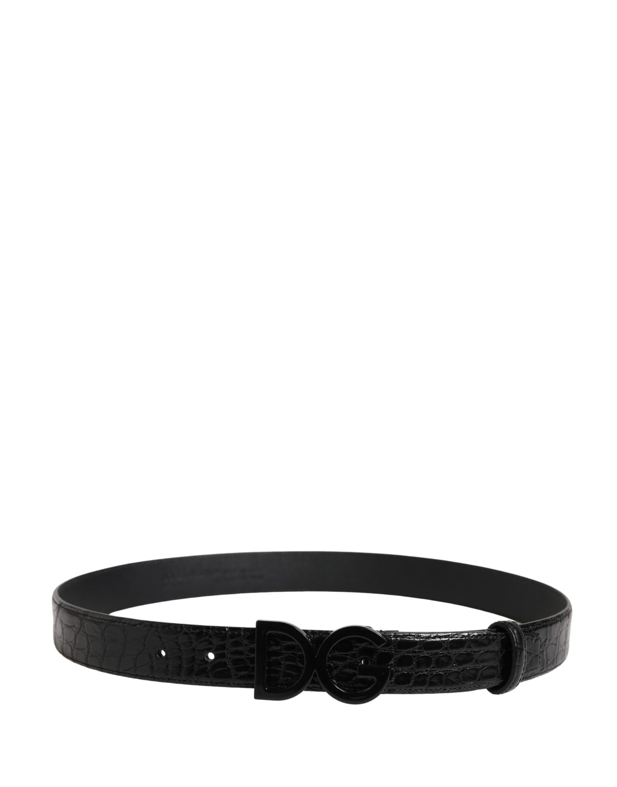 Dolce & Gabbana Men Black Exotic Leather Logo Buckle Belt