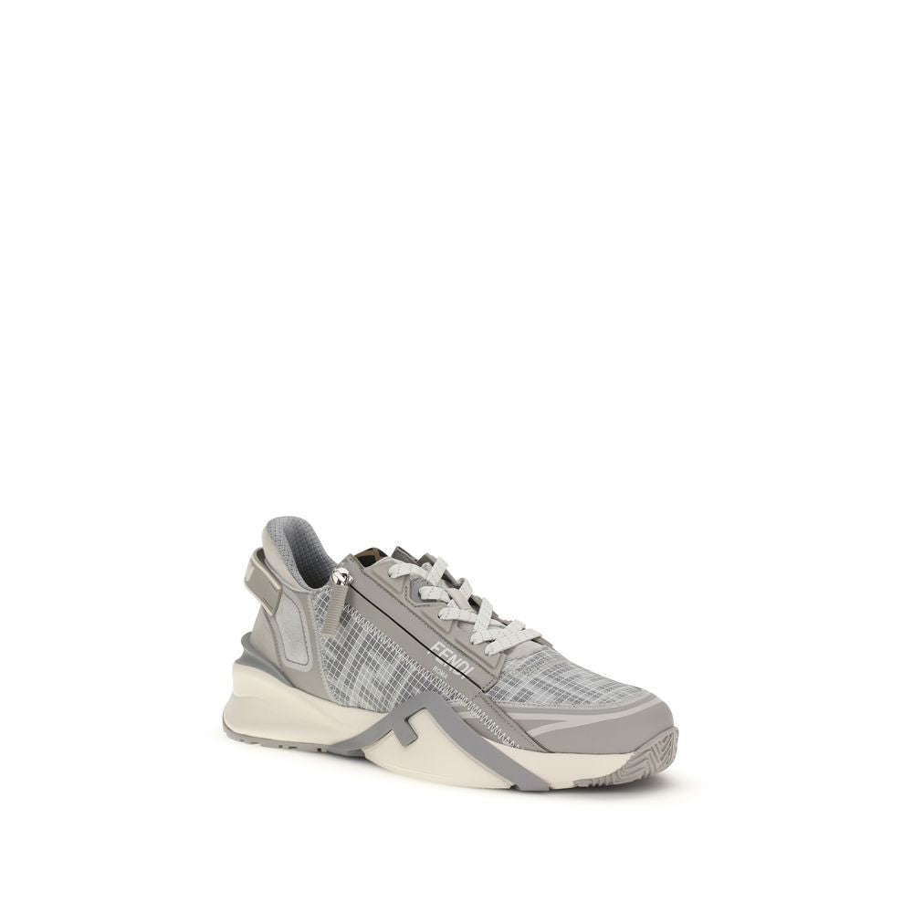 Fendi Gray Calf Leather Bos Taurus Athletic Sneakers