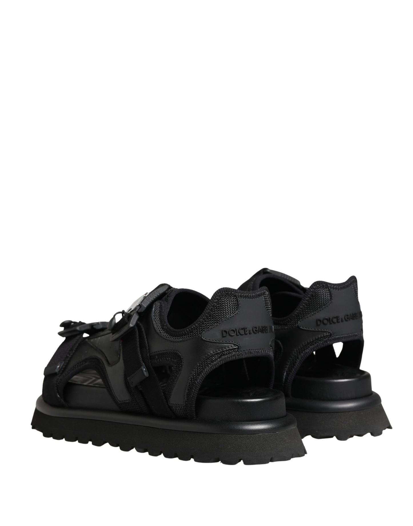Dolce & Gabbana Black Logo Detailed Men Chunky Sandals Shoes