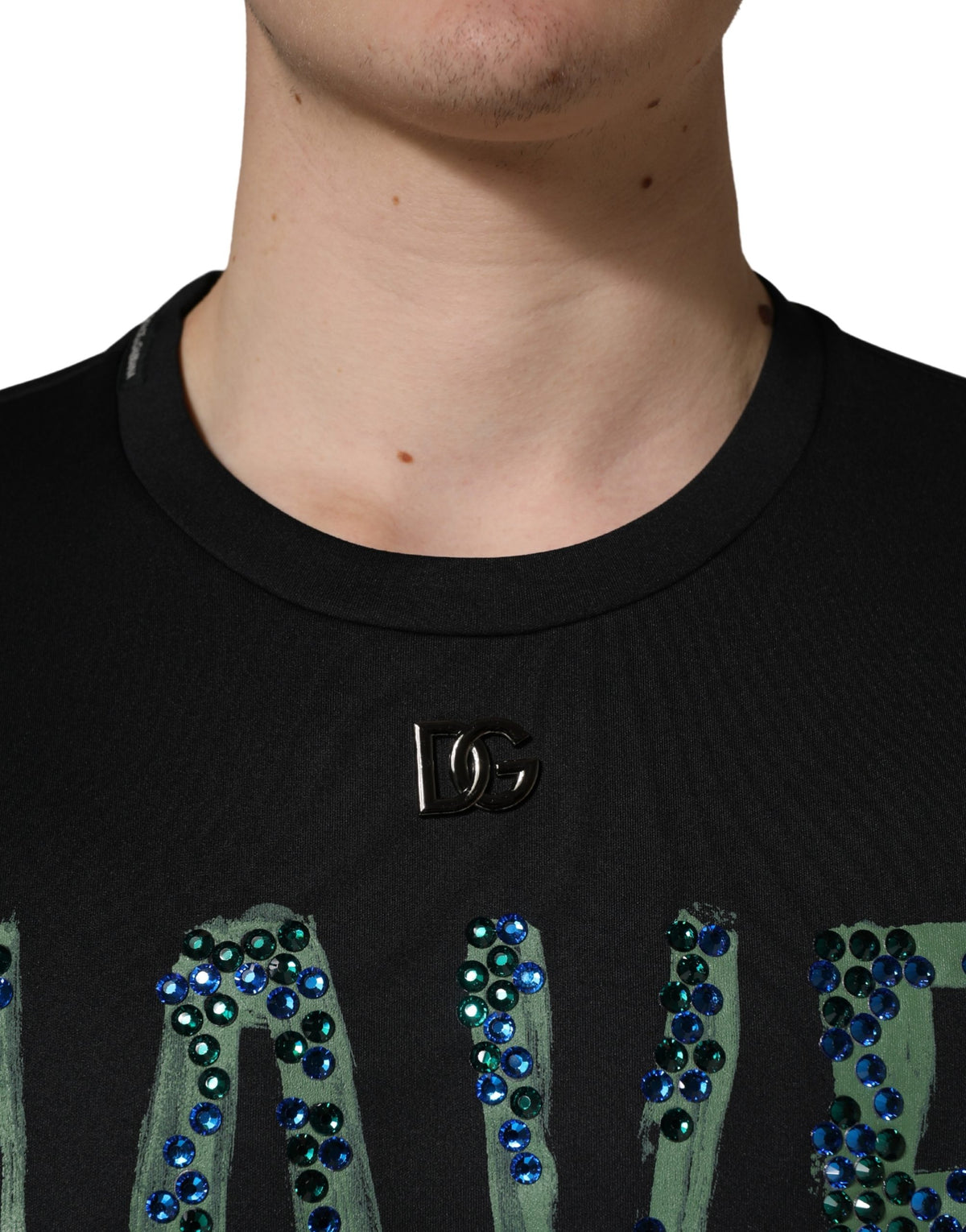 Dolce & Gabbana svart "Have Fun"-dekorerad t-shirt med rund halsringning