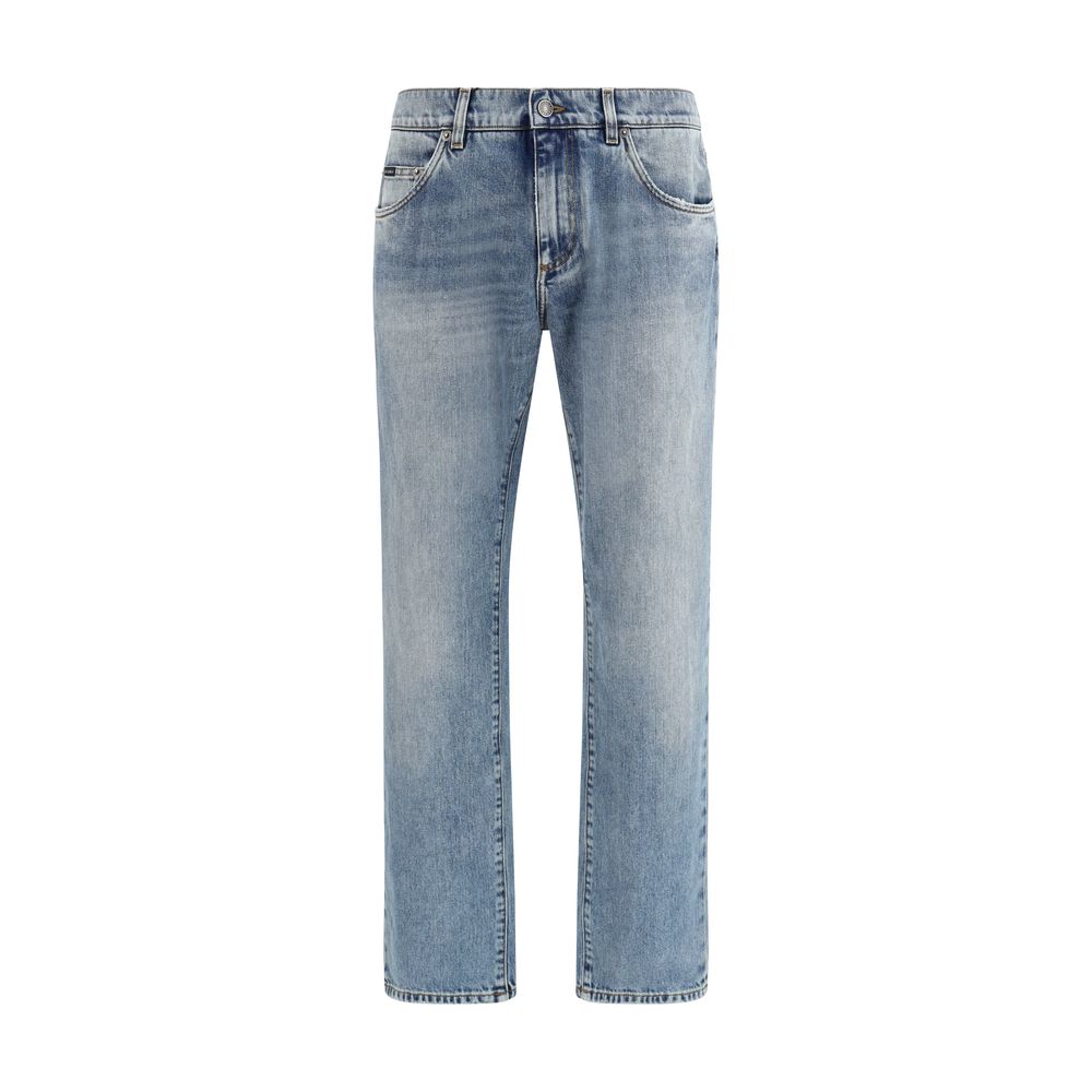 Dolce & Gabbana Blue Cotton Straight-Leg Jeans