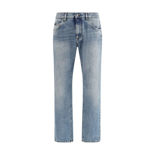 Dolce & Gabbana Blue Cotton Straight-Leg Jeans