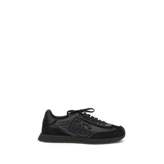 Dolce & Gabbana Black Calf Leather Bos Taurus Athletic Sneakers