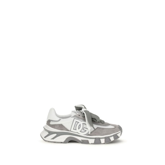 Dolce & Gabbana Gray Calf Leather Bos Taurus Athletic Sneakers