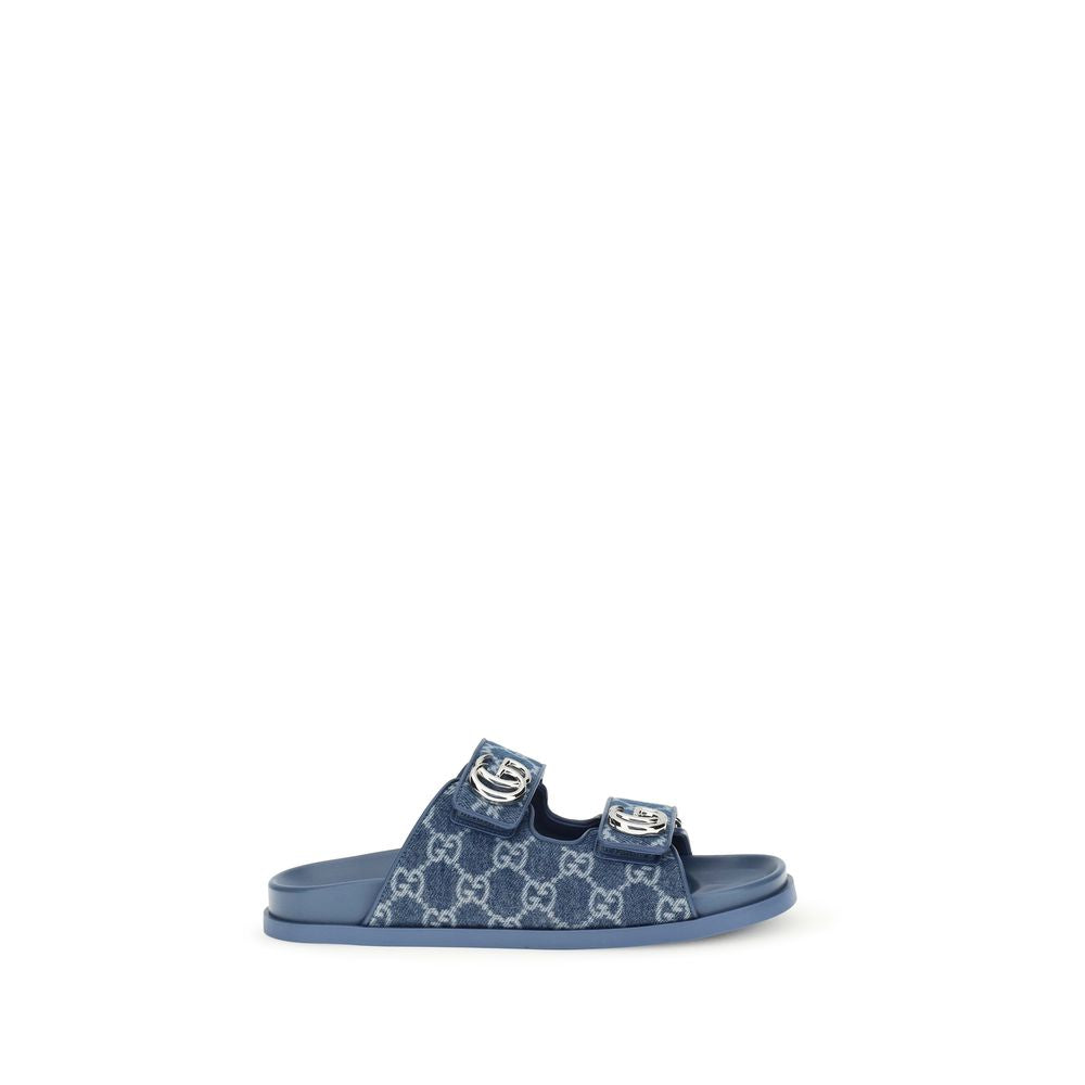 Gucci Blue Cotton Flat Sandals