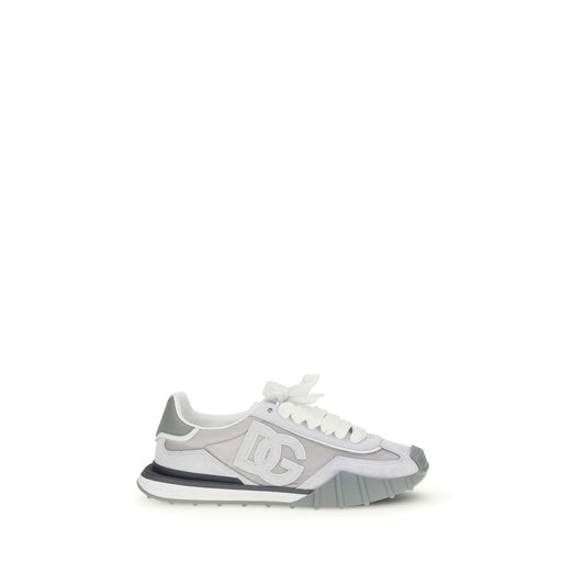 Dolce & Gabbana Gray Calf Leather Bos Taurus Athletic Sneakers