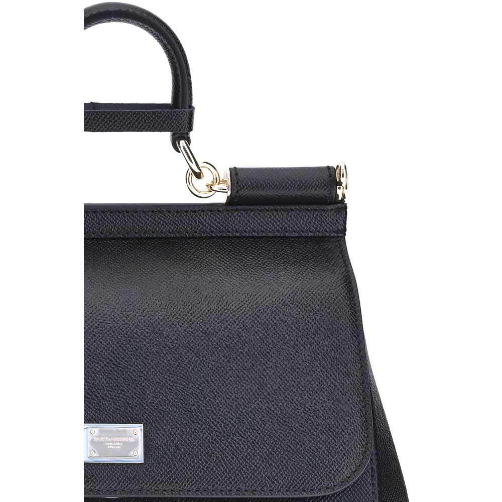Dolce & Gabbana Black Calf Leather Bos Taurus Shoulder Bag