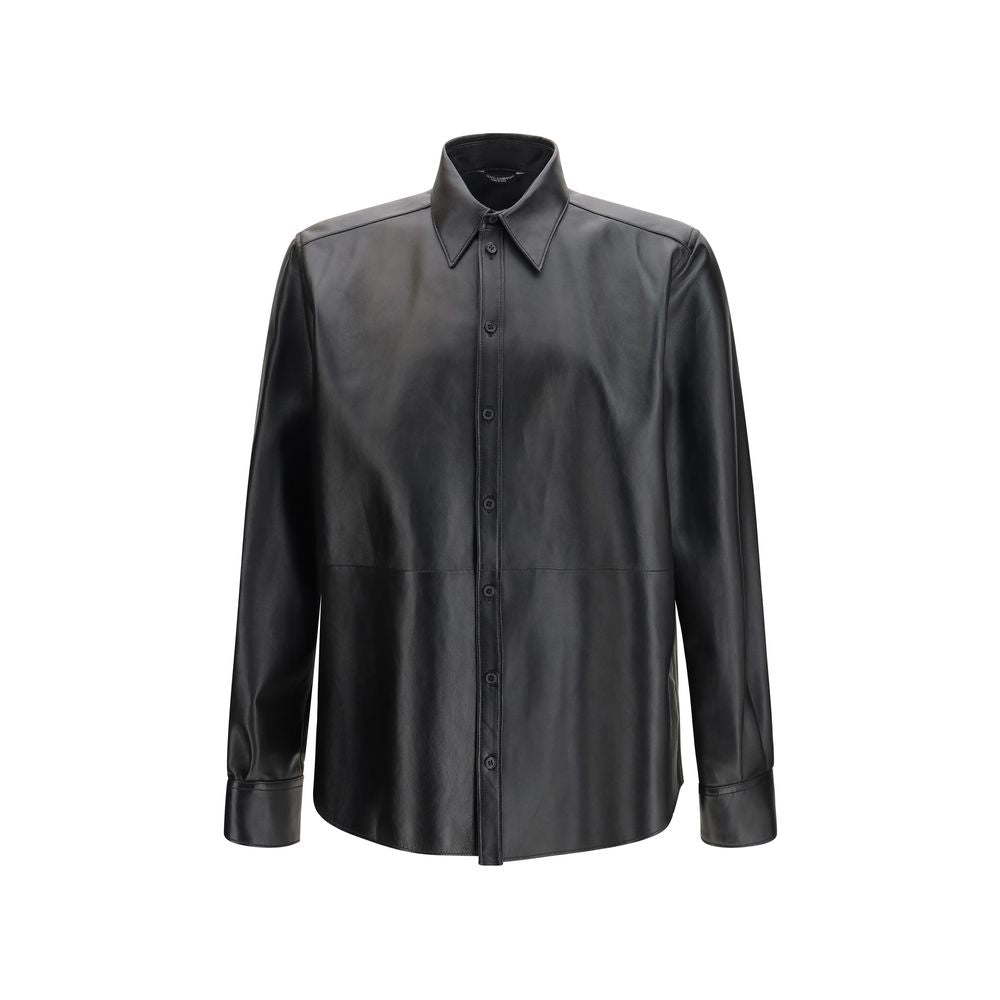 Dolce & Gabbana Black Leather Dress Shirt