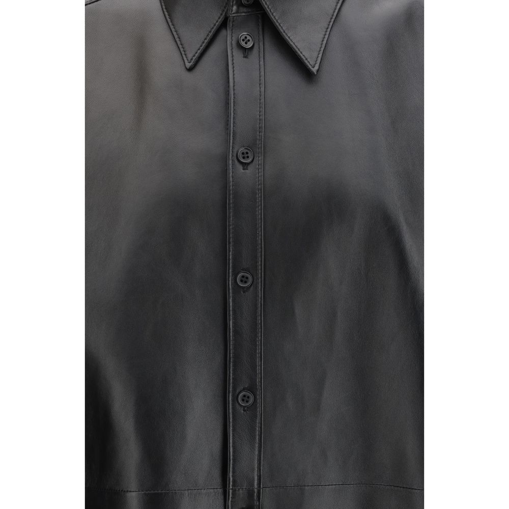 Dolce & Gabbana Black Leather Dress Shirt