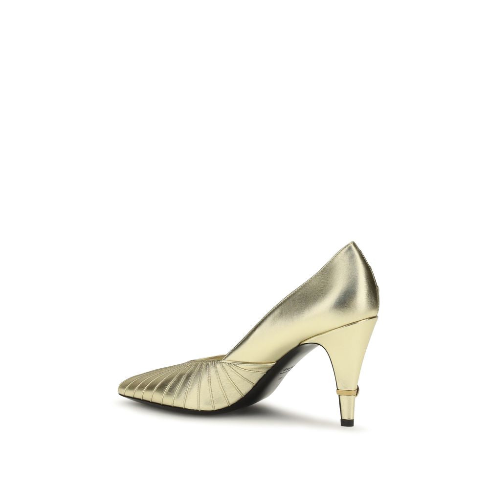 Versace pumps med hög klack i guldfärgat kalvskinn (Bos Taurus)