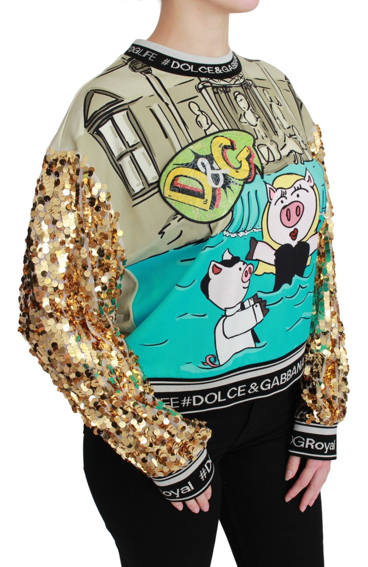 Dolce & Gabbana Year of the Pig Sequined Top  Sweater