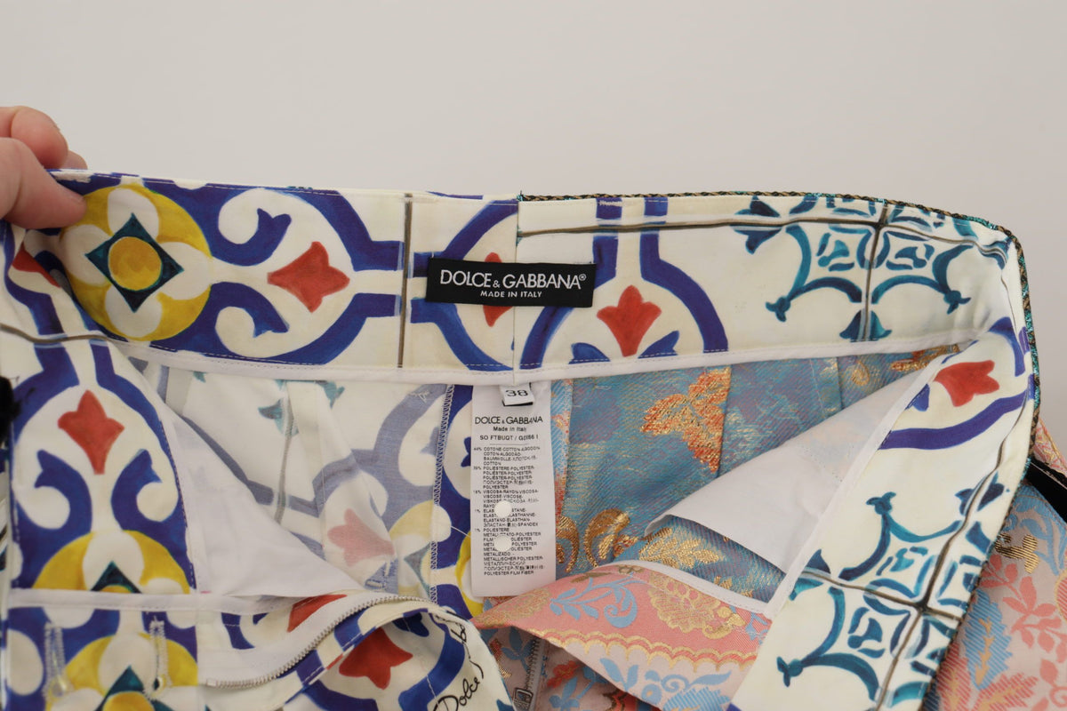Dolce & Gabbana flerfärgade shorts med hög midja