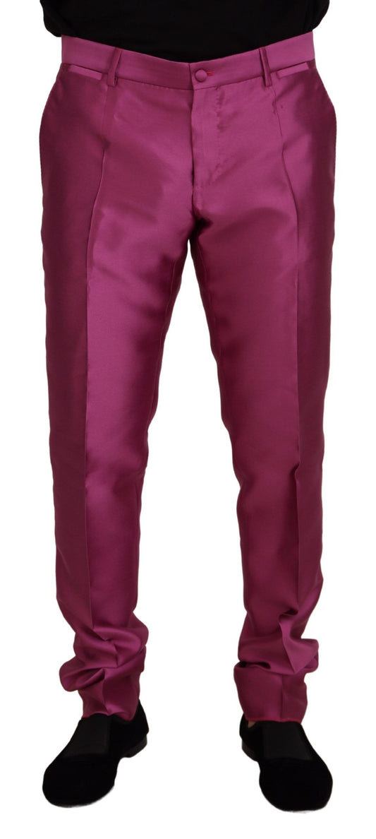 Dolce & Gabbana rosa sidenbyxor, slimmade, dressade finskor