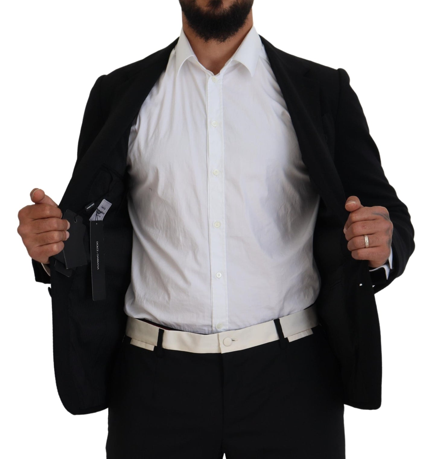 Dolce &amp; Gabbana svart ullkavaj med smal passform och Crown