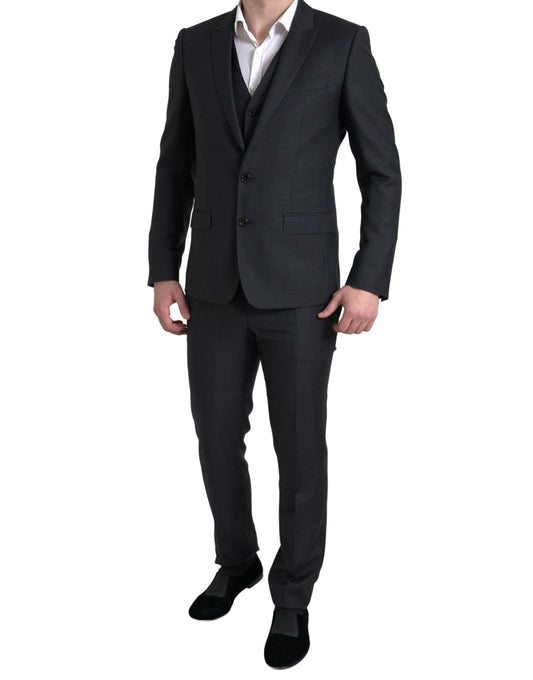 Dolce & Gabbana mörkgrå 3-delad enkelknäppt MARTINI-kostym