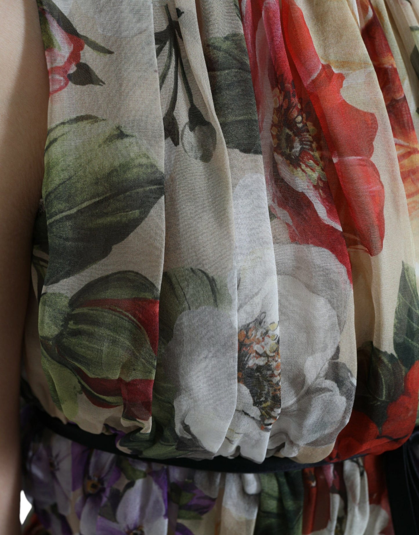 Dolce &amp; Gabbana Beige Blommig Ärmlös A-linje Miniklänning