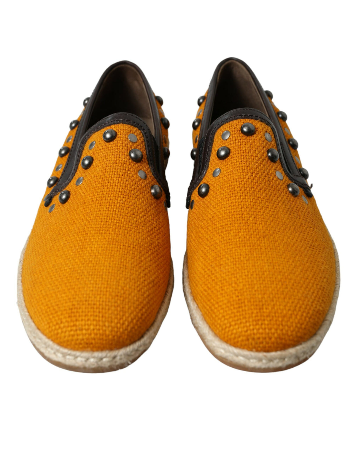 Dolce & Gabbana loafers i orange linne och läder med nitar