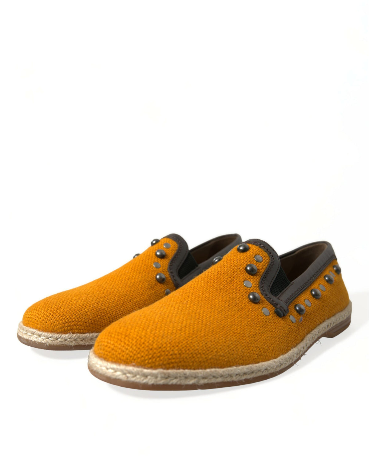 Dolce & Gabbana loafers i orange linne och läder med nitar