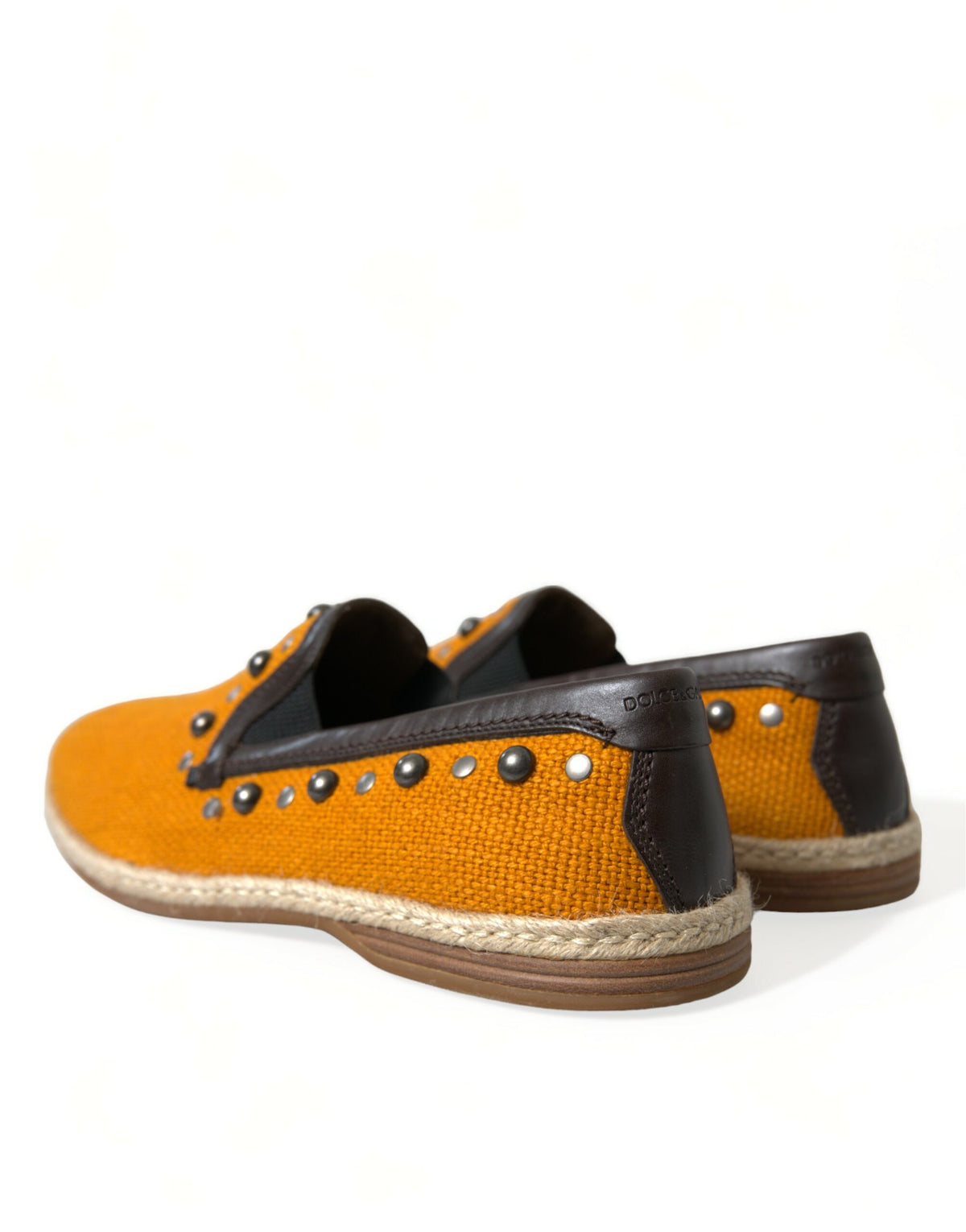 Dolce & Gabbana loafers i orange linne och läder med nitar