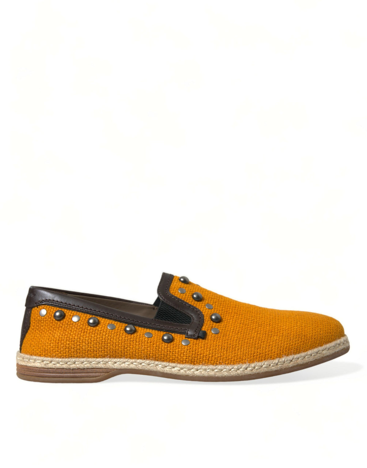 Dolce & Gabbana loafers i orange linne och läder med nitar