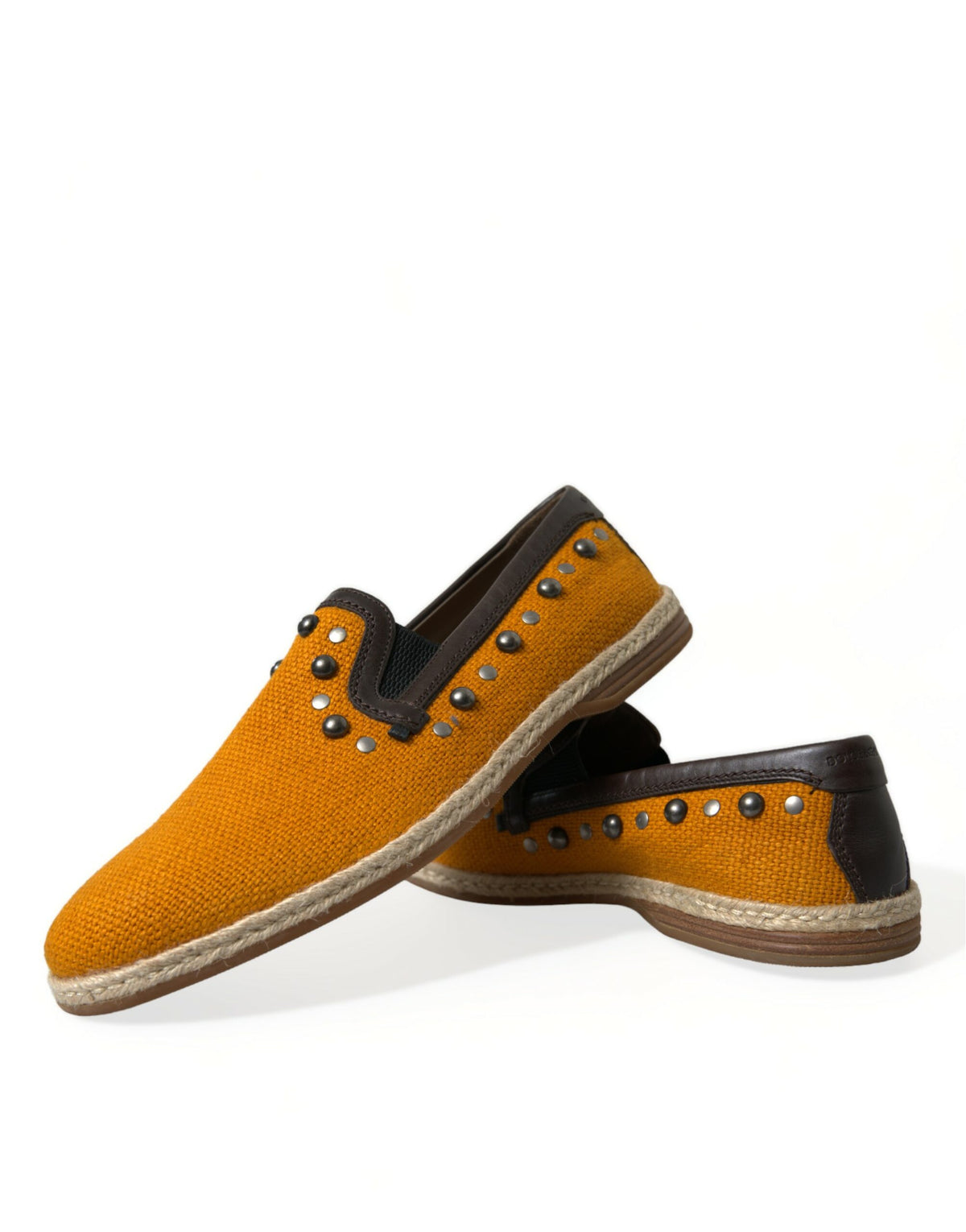 Dolce & Gabbana loafers i orange linne och läder med nitar