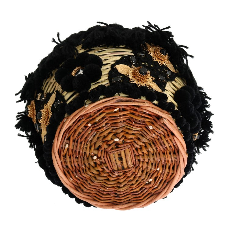 Dolce &amp; Gabbana Beige Sugrörsväska med Ormskinn och Pom-Pom-kristaller från AGNESE