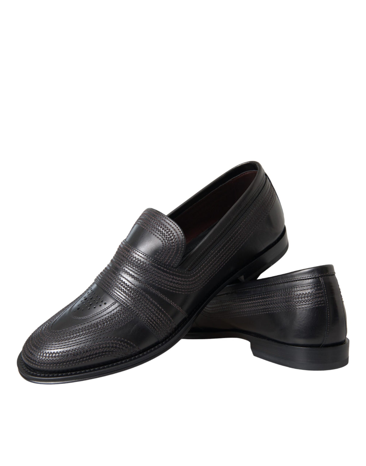 Dolce & Gabbana svarta och bruna loafers i läder för herr