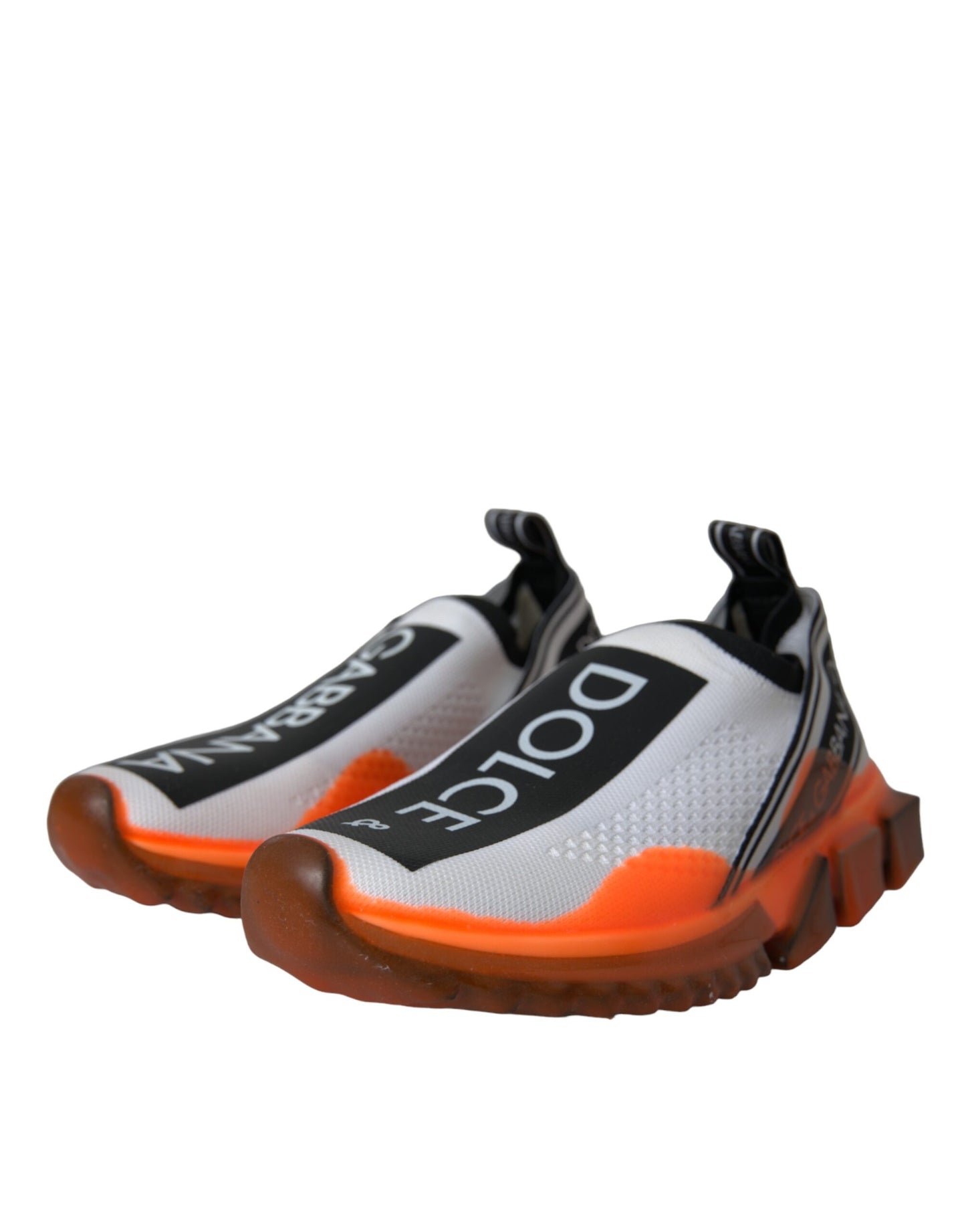 Dolce &amp; Gabbana Svarta Vita Orange Slip On Sorrento Sneakers Skor