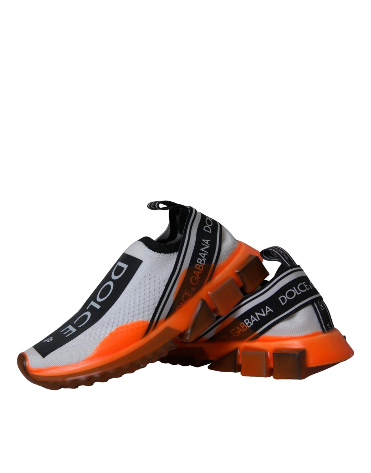 Dolce &amp; Gabbana Svarta Vita Orange Slip On Sorrento Sneakers Skor