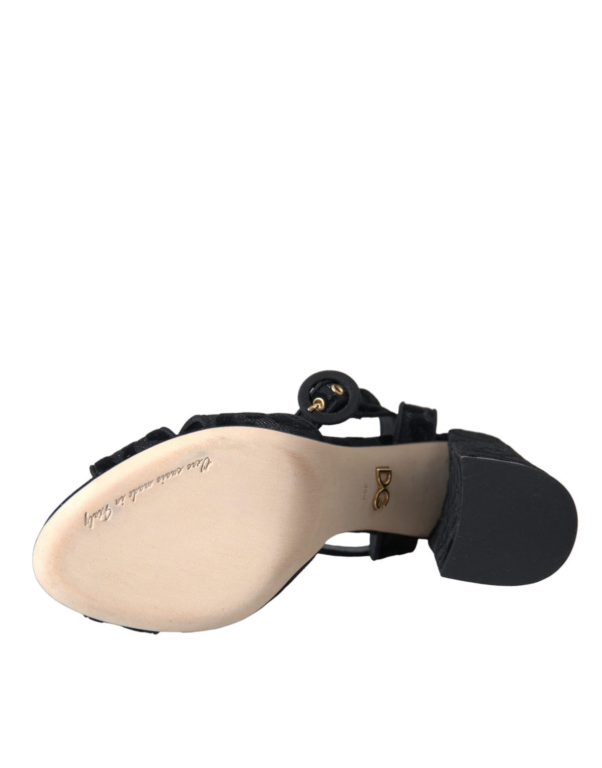 Dolce & Gabbana svarta högklackade sandaler i mocka med leopardmönster